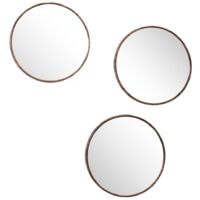 Lot de 3 miroirs diam 26cm effet bois
