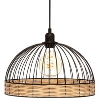 Suspension métal filaire rotin Suwa noir D35