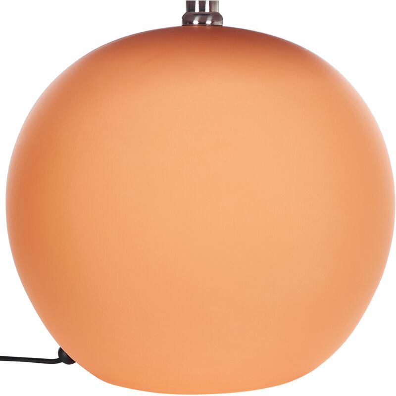 Lampe à Poser Beliani RODEIRO Orange Céramique, Abat-jour Lin Conique, Peint Main, IP20