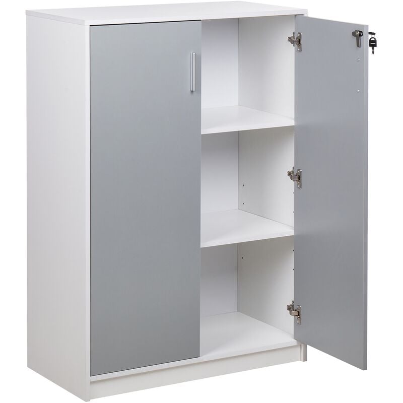 Sobuy str10-w bibliothèque étagère sur pied étagère de rangement meuble  colonne classeur armoire haute pour bureau, salon, chambre avec 2portes et  2 tiroirs blanc - Conforama