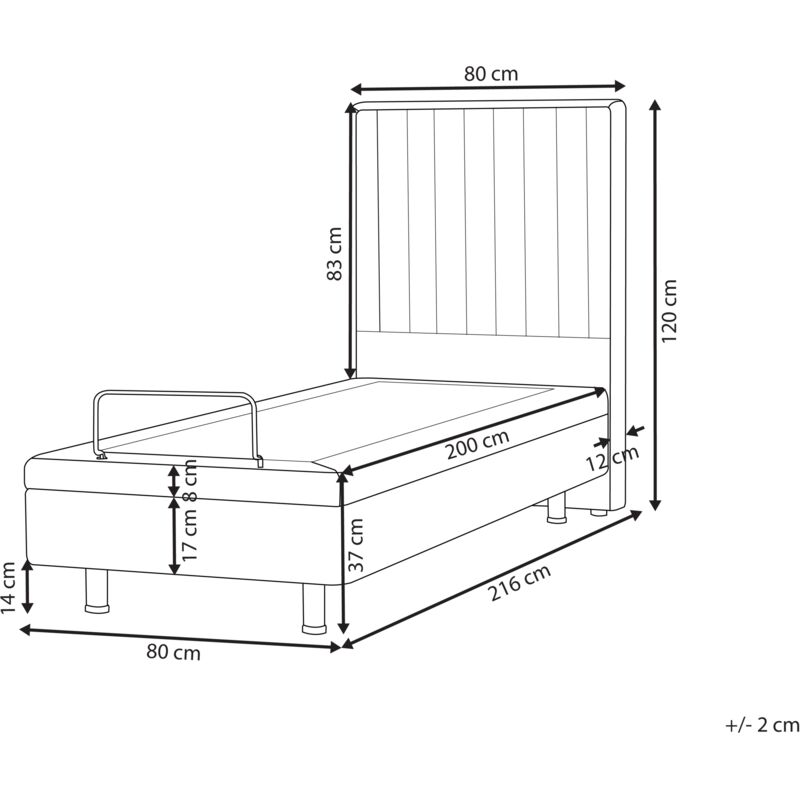 Lit Simple Ajustable Electrique en Tissu Beige 80 x 200 cm Position Réglable par Télécommande pour Chambre au Style Transitionnel ou Moderne Beliani : Beliani