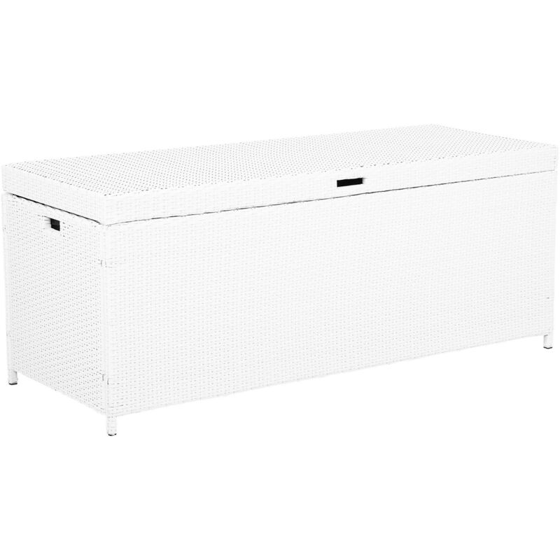 Coffre de Rangement Extérieur 100 x 62 cm 400 Litres en Acier Galvanisé  Blanc Idéal pour les Accessoires de Jardin Durable et Décoratif Beliani :  Beliani: : Jardin