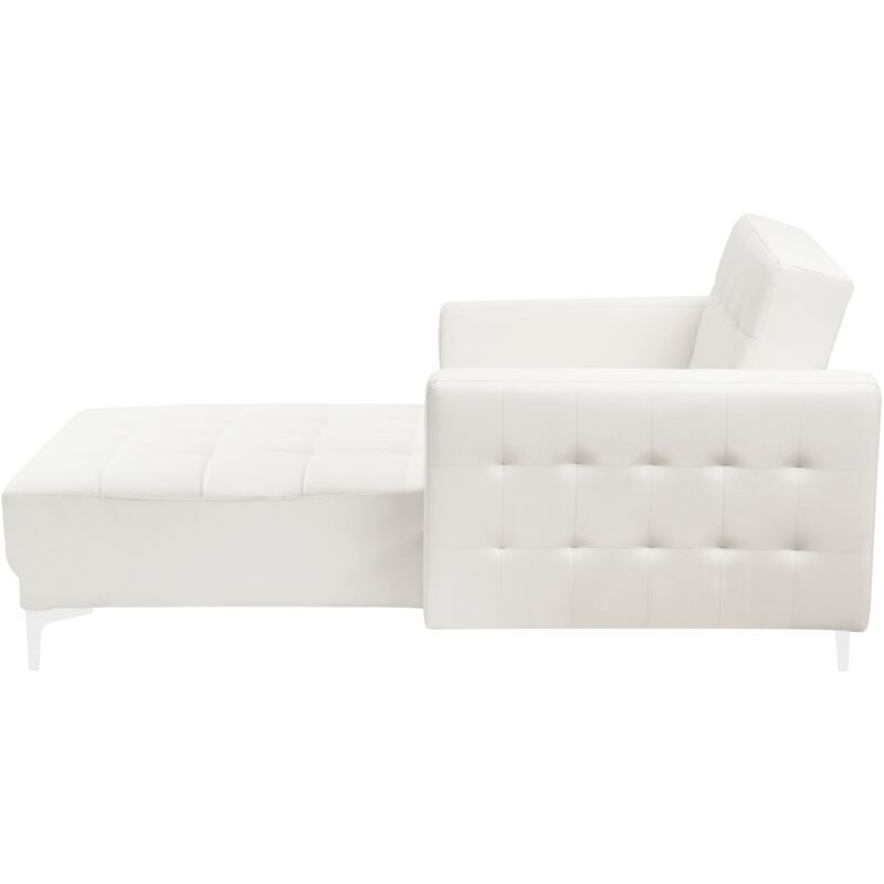Méridienne Droite Glamour En Cuir Synthétique Imitation Daim - Marron Foncé - Style Chesterfield à Boutons