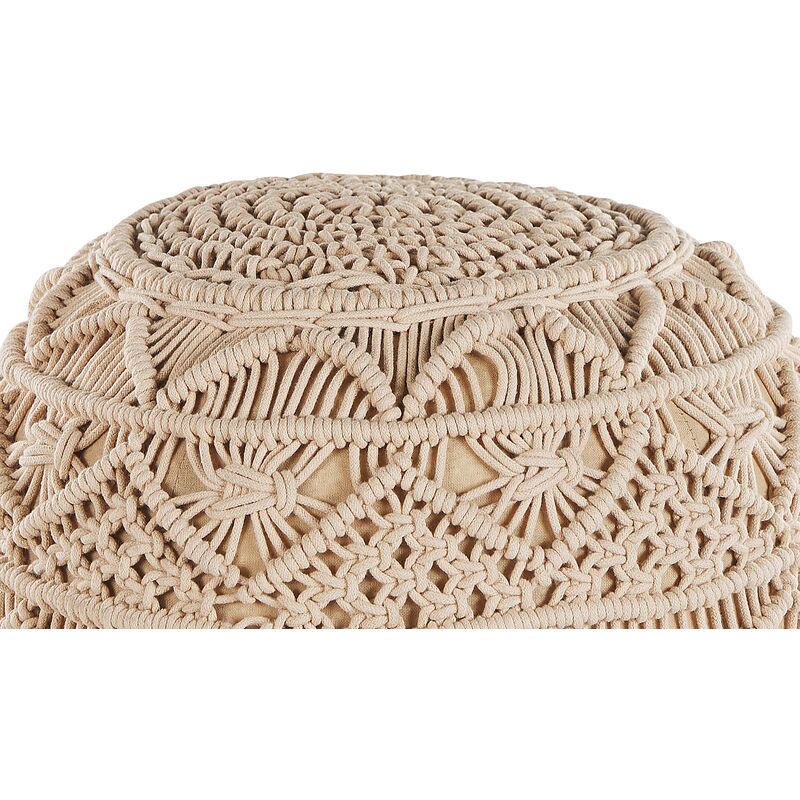 Pouf rond de 40 cm de Diamètre en Tissu Coton Bl…