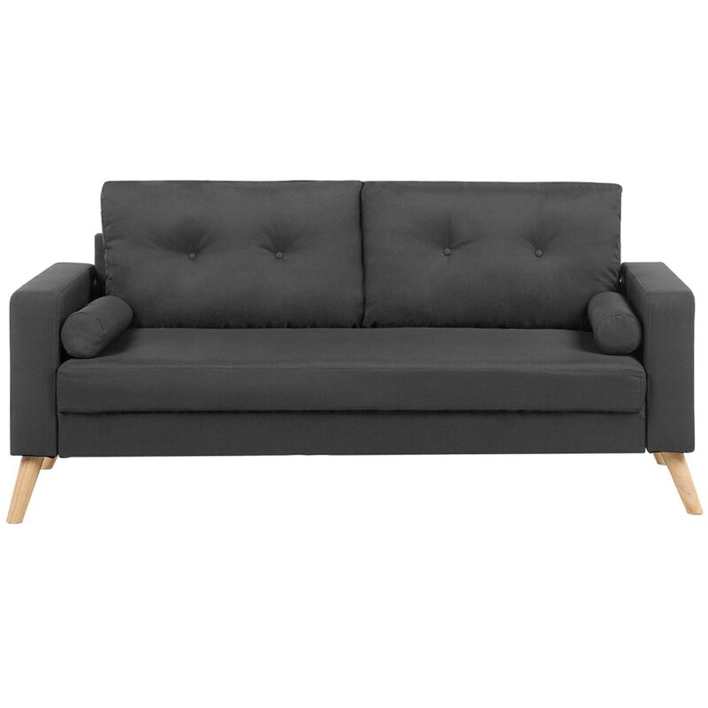 Canapé Banquette 2 Places avec Revêtement en Tissu Noir et Piétement en  Bois pour Salon Couloir ou Cuisine au Style Rétro et Scandinave Beliani :  Beliani: : Cuisine et Maison