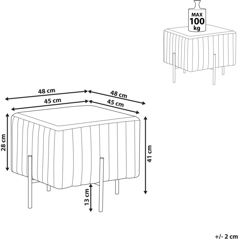 Pouf Carré En Velours Vert Dayton Avec Pieds Dorés - Beliani - Neuf - Glamour