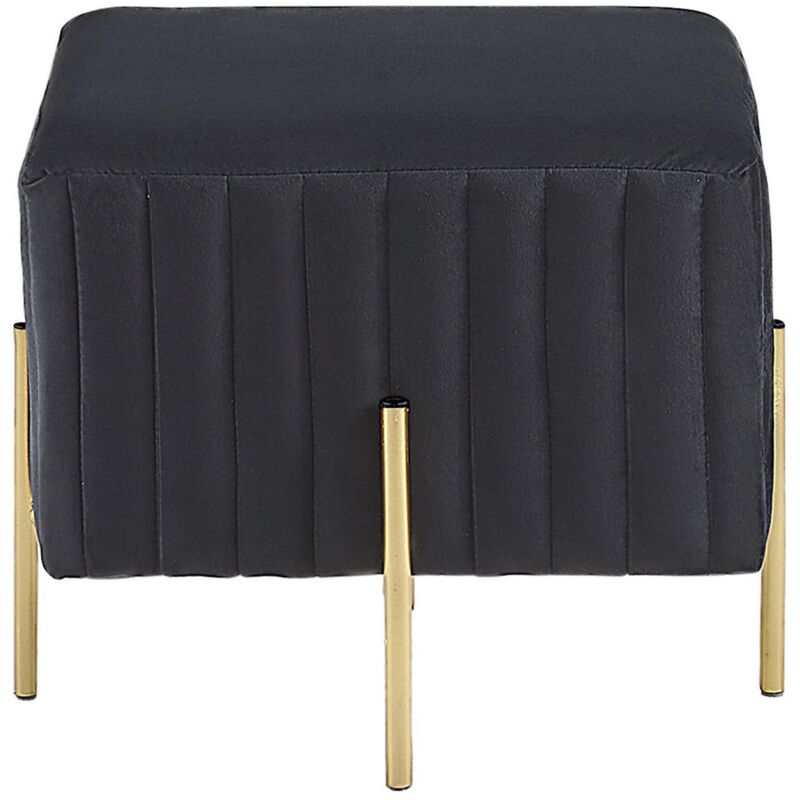 Chaise en velours dossier capitonné pieds métal Noir- SANSA