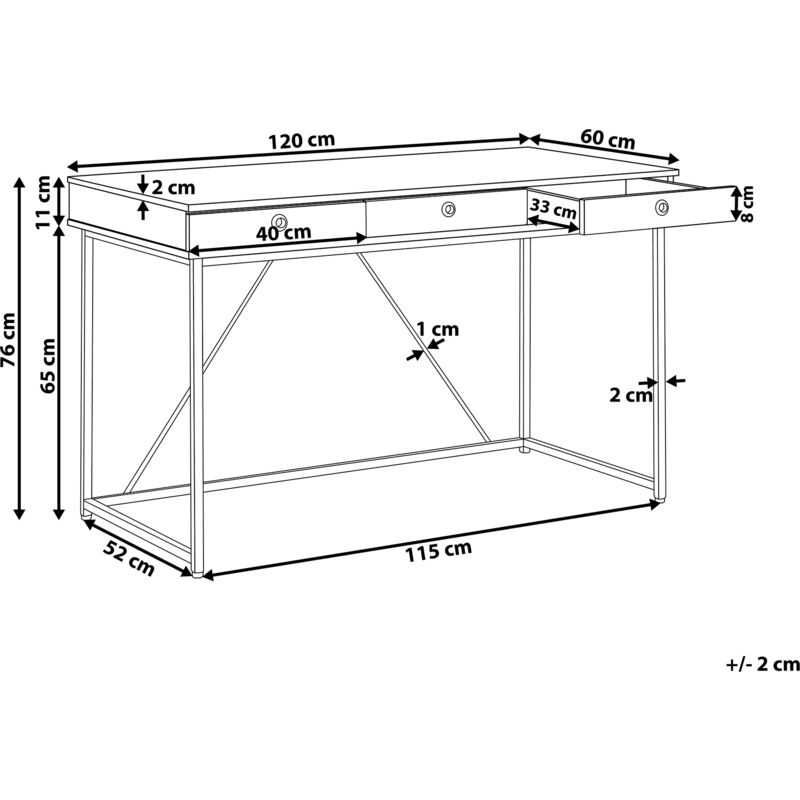 Bureau 120 cm bois massif et métal noir - Cbc-Meubles