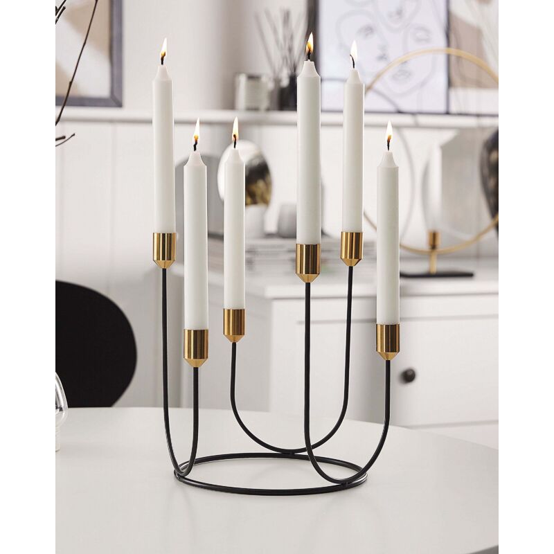 Lot De 6 Bougeoirs En Métal Noir Mat - Style Vintage - Pour Bougies De 2 Cm De Diamètre - Décoration Salon, Fêtes, Mariages