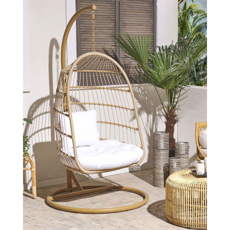 Chaise suspendue en coton avec coussins Beige - DETEX - Design champêtre -  Intérieur et extérieur - Cdiscount Jardin