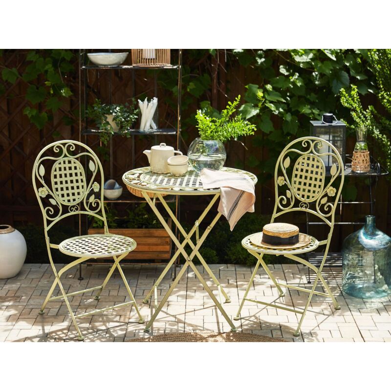 Outsunny Ensemble Table Et Chaises De Jardin En Fonte D'aluminium Avec Trou De Parasol Pour Balcon, 3 Pièces, Noir