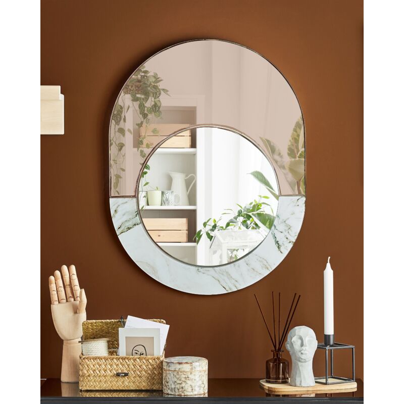 miroir mural auto-adhésif (grand model )ovale en acrylique, décoration de  la maison, miroir doux en verre Hd