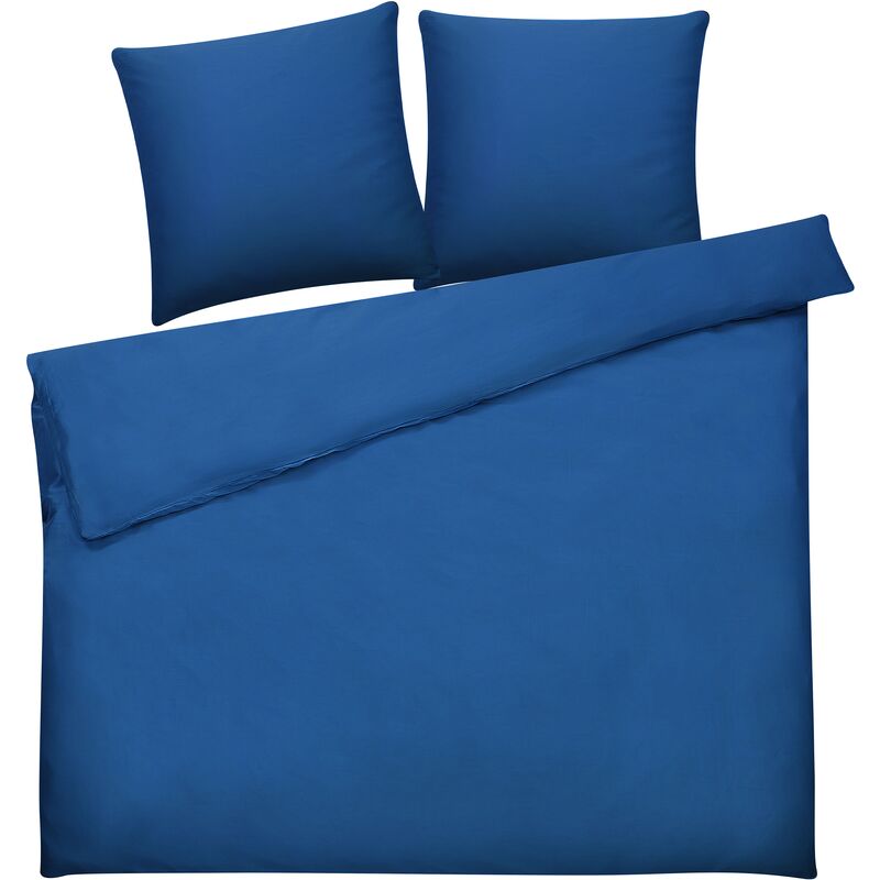 Housse de couette en satin de coton 155 x 220 cm bleu foncé HARMONRIDGE 