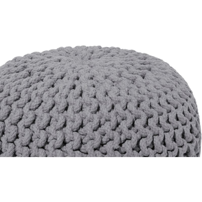 Pouf rond de 40 cm de Diamètre en Tissu Coton Gris avec Rembourrage en  Billes d