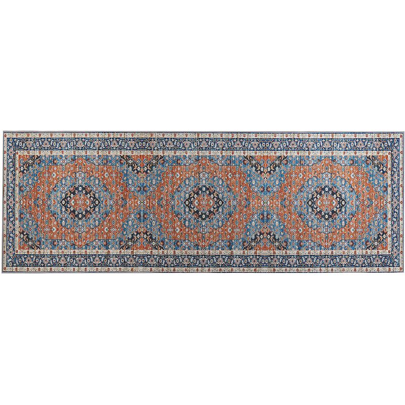 Tapis d'entrée vintage 50x80 cm en polyester orange et bleu