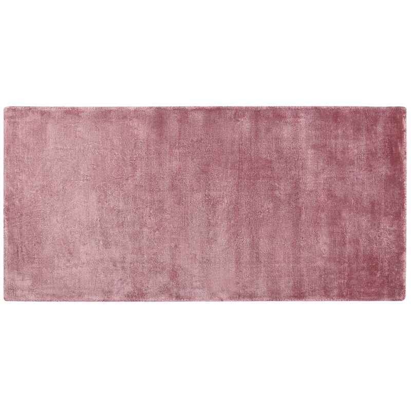 Tapis lavable en machine sur mesure rose aspect viscose