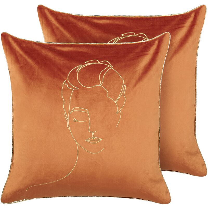 Coussin bouée en velours de coton – Orange