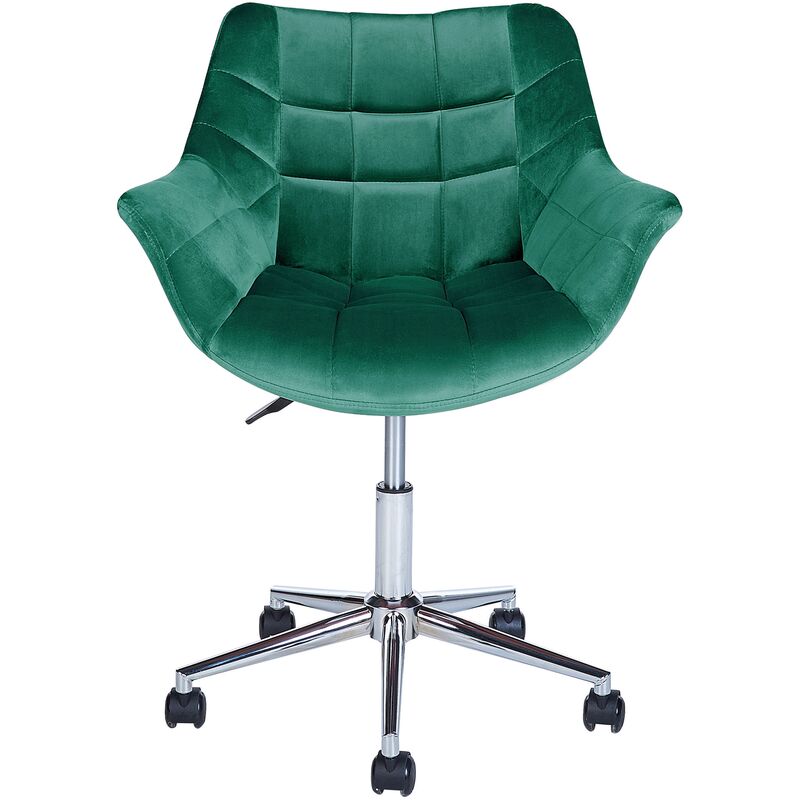 HOMCOM Chaise de bureau velours fauteuil bureau massant coussin lombaire  intégré hauteur réglable pivotante 360° vert menthe