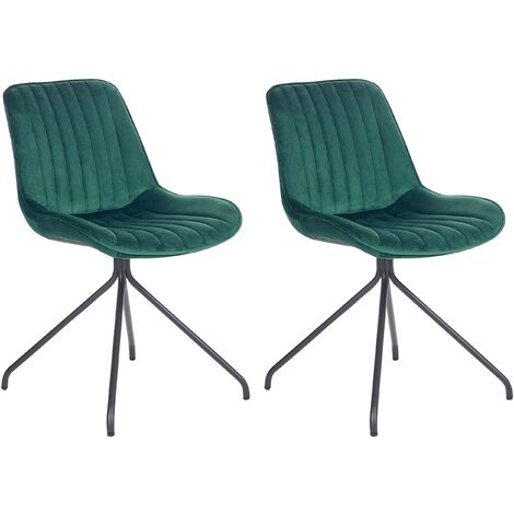 Chaises de Salle à Manger Vertes en Velours à Piètement Large Lot de 2 Navasota (1/5)