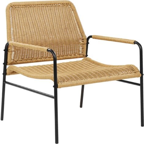 Lot de 2 Chaises de Jardin Modernes en Polyotin Naturel et Métal Noir Prasimo
