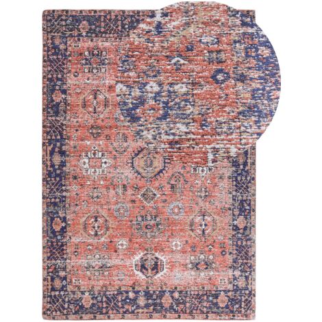 Grand Tapis Oriental Motif Floral - 160x230cm - Fond Rouge - Neuf Sans Emballage