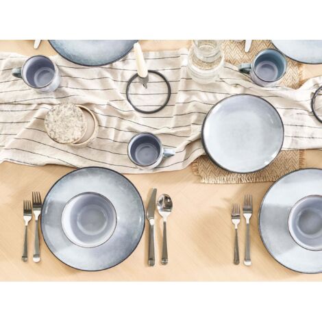 Service De Table Alpina 16 Pièces Crème – Vaisselle Élégante En Faïence Pour 4 Personnes, Micro-ondes & Lave-Vaisselle