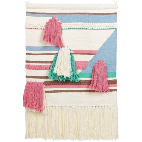 Grande Suspension Murale Tissée Main – Guatémala, 96x87 Cm, Multicolore