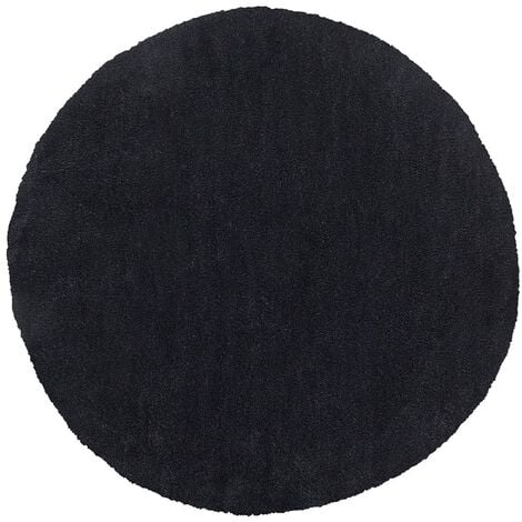 Tapis Rond Noir en Polyester et Coton pour Chamb…