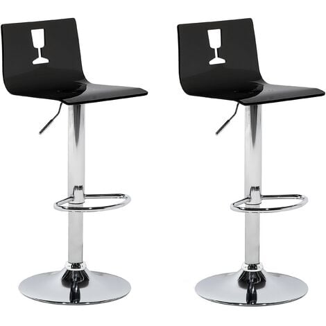 Set de 2 chaises de bar transparentes noires BUSAN