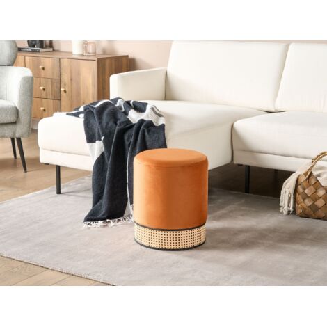 Pouf Carré Beliani Multan – Beige, Coton, 45x45 Cm, Assise D'appoint Bohème
