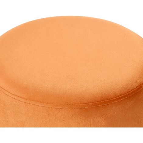 Beliani Pouf en Velours Orange Assise Supplémentaire de Salon