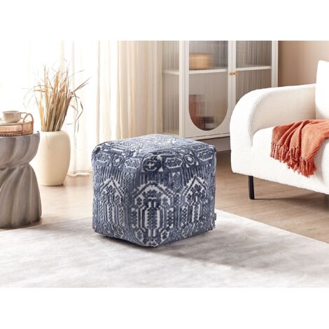 Pouf En Coton Orange Assise Supplémentaire De Salon Repose Pieds Glamour