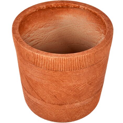 Petit Pot De Fleurs En Fibre De Pierre Nervurée Avec Trou De