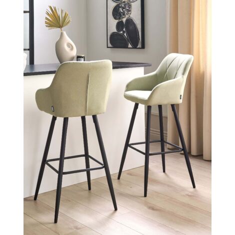 Chaises de Bar LYARA en Tissu Vert - 48 x 56 cm