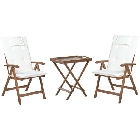 Chaise De Jardin Pliante Beliani - Bois D'acacia Foncé, Dossier Inclinable, Accoudoirs, Charge 160 Kg, Sans Assemblage