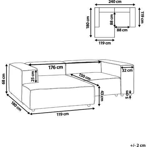 Angle Canapé 2 Places Côté Droit en Lin Gris Rembourré Pratique et Elégant Aprica