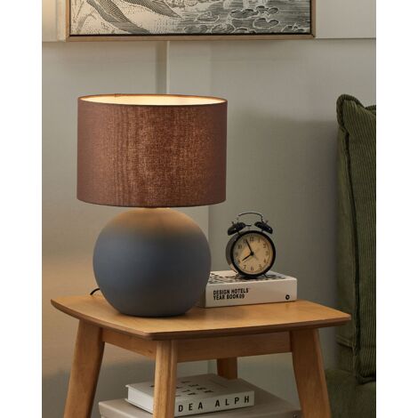 Lampe à poser en céramique grise avec abat-jour en cone YUNA Lampe à poser en céramique grise avec abat-jour en cone YUNA