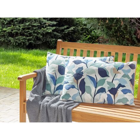 Bean Bag Bazaar Coussin Salon de Jardin Exterieur, Bleu, Lot de 2