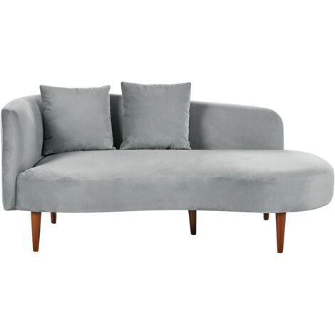 Chaise Longue Beliani PESSAC Velours Beige Avec Rangement, Côté Gauche