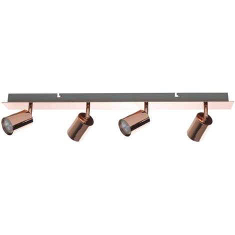 Lampe Suspension Plafonnier en Métal Cuivré avec 4 Points Lumineux Réglables GU10 40W pour Éclairage de Salon ou Salle de Bain Ultra Moderne Beliani (1/5)