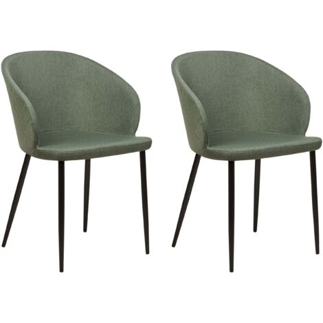 Set de 2 Chaises de Repas Rembourrées avec Accoudoirs Design Rétro en Tissu Polyster Vert Foncé Mason (1/5)