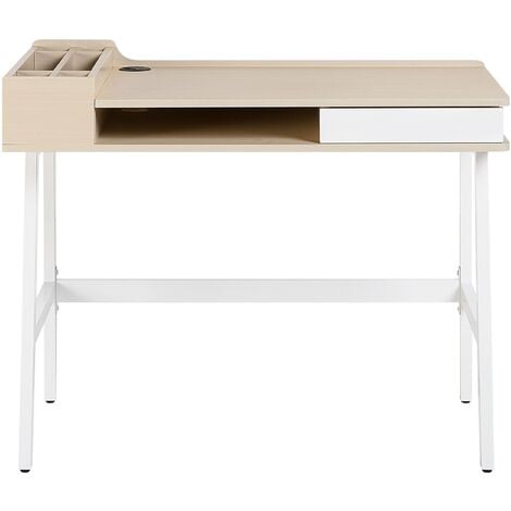 Mainstays Bureau en Bois et Métal, Blanc petit bureau à un tiroir