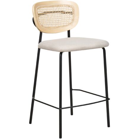 Lot De 2 Tabourets De Bar Tapissés Gris - Chaises Hautes Design Glamour Avec Pieds Noirs Pour Cuisine Et Salle à Manger Chaises Bar Glamour Pieds Noirs