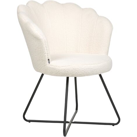 Fauteuil Coquillage Blanc en Fourrure pour Salon - WAHSON OFFICE