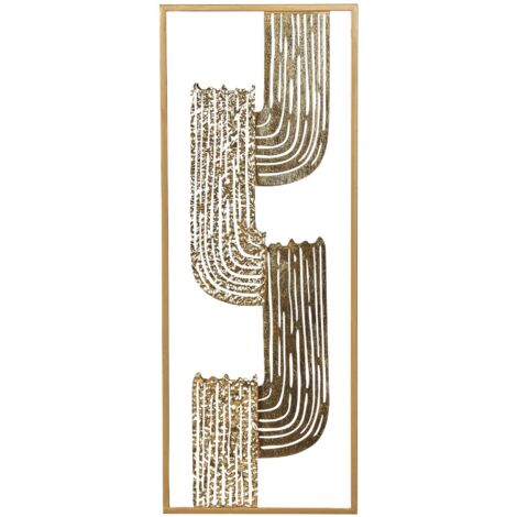 Décoration Moderne Art Mural Fait à la Main 75 x 29 cm Cadre en Métal Doré Thulium