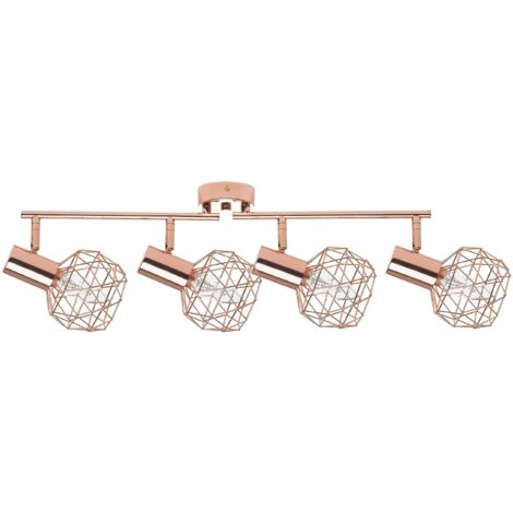 Luminaire Plafonnier Design en Métal Cuivré avec 4 Abat-jours Géométriques E14 40W pour Éclairage de Salon ou Chambre au Style Moderne Urbain Beliani