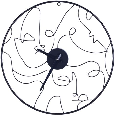 Horloge Murale Moderne Ronde 50 cm en Métal Noir à Piles AA Surface Ajourée Menton (1/5)