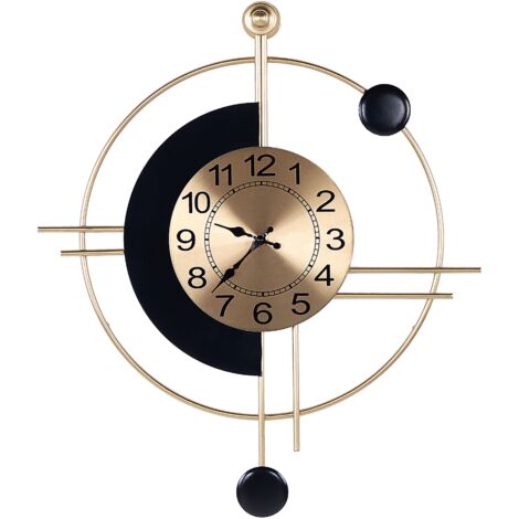 Yumyolk Horloge Murale à Cadre Rond Noir 60cm Mains En Bois Brunes Silencieuse Design Moderne Pendules Murales Pour La Décoration D'art De Bureau De Salon De Chambre à Coucher