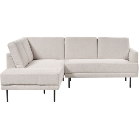 Canapé d'Angle Moderne Beige Côté Droit 4 Places avec Pieds en Métal Noir Breda (1/5)