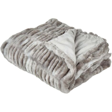 Couverture douce moelleuse en fourrure synthétique grise pour lit